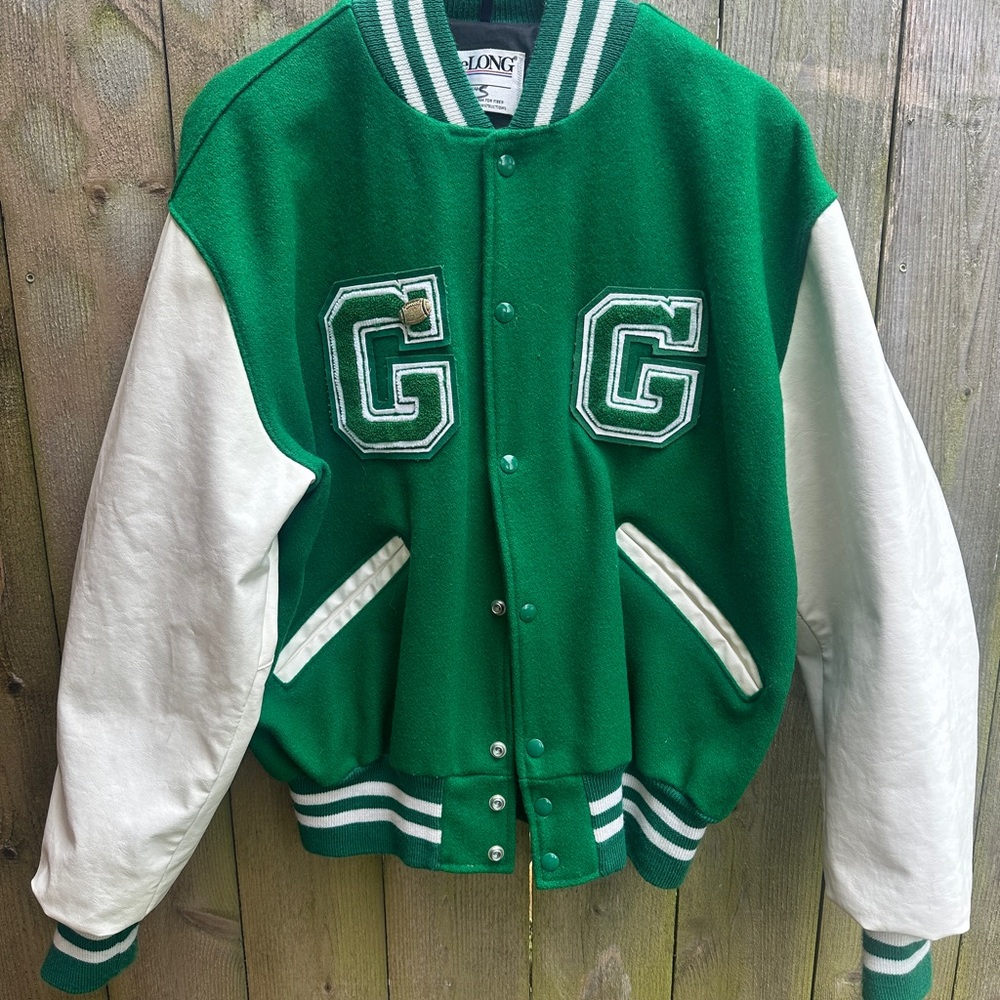 Green and White Varsity Jacket